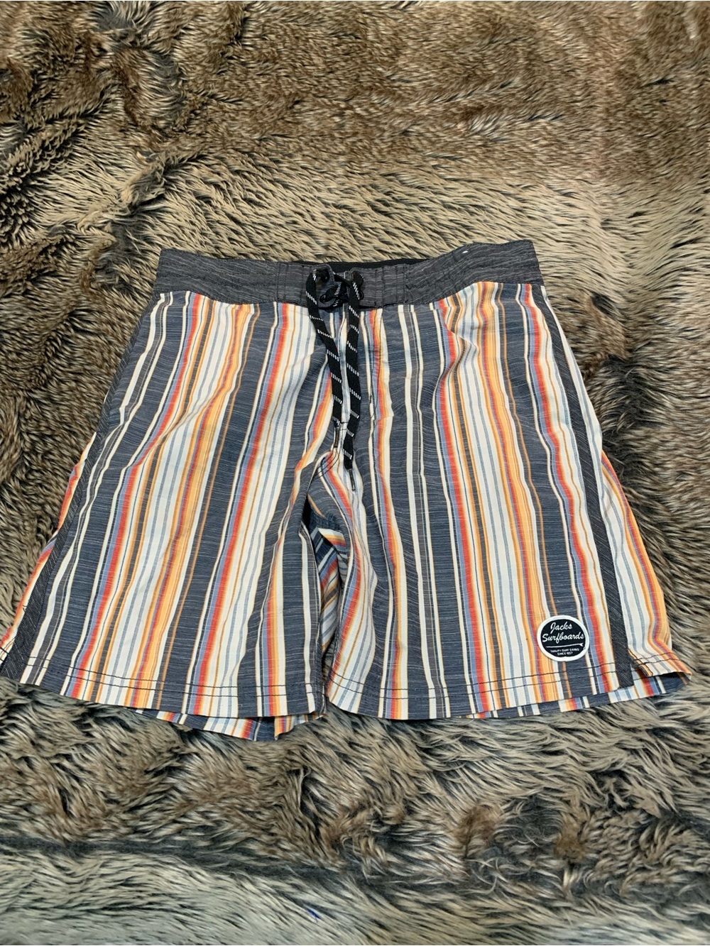 Jack's Surfboards men's Flyer Boardshorts multicolored Spanish stripe pattern 28